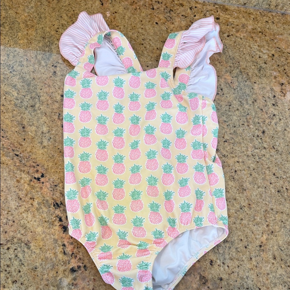 Shrimp & Grits Pineapple Print Swimsuit with Ruffle Straps